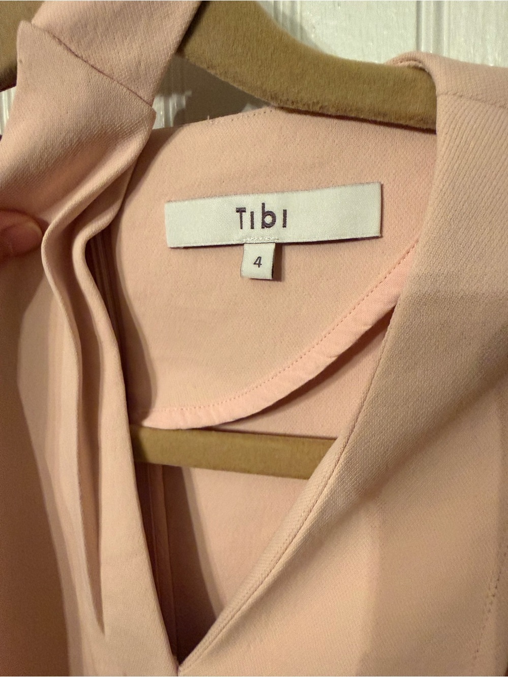 Tibi Chalky Drape Pleat Neck Shift Dress 4 Blush Pink - Picture 3 of 9